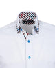 White Plain Contrast Stripe Collar and Cuffs Long Sleeve Shirt