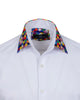 White Plain Shirt with Multicoloured Trim