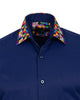 Navy Plain Shirt with Multicoloured Trim