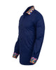 Navy Plain Shirt with Multicoloured Trim