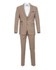 Beige 3 Piece Check Suit