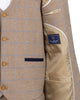 Beige 3 Piece Check Suit