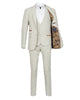Cream 3 Piece Check Suit