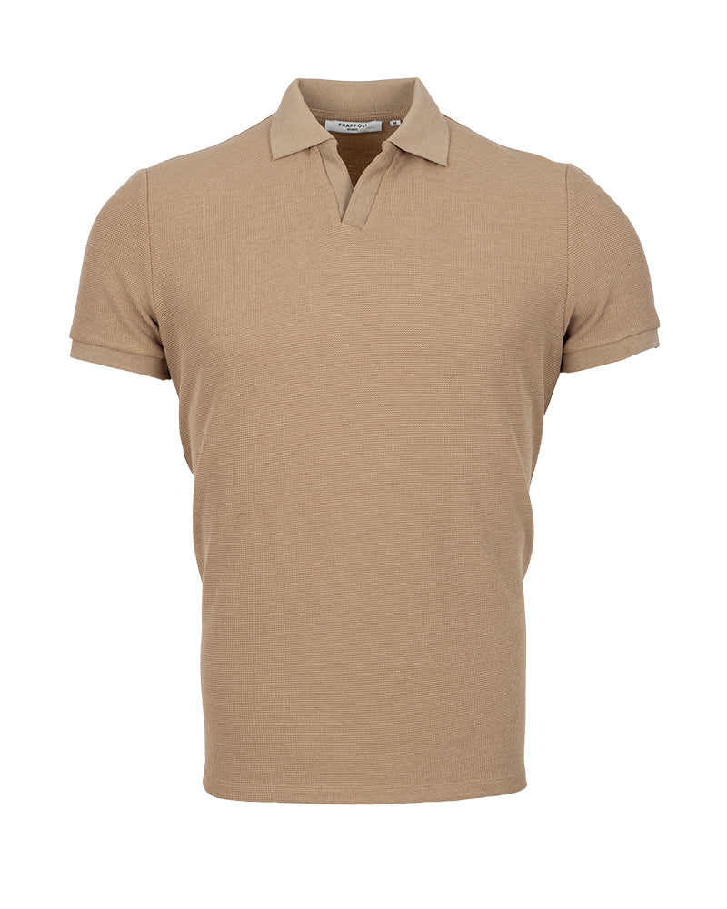 Sandstone Textured Johnny Collar Polo