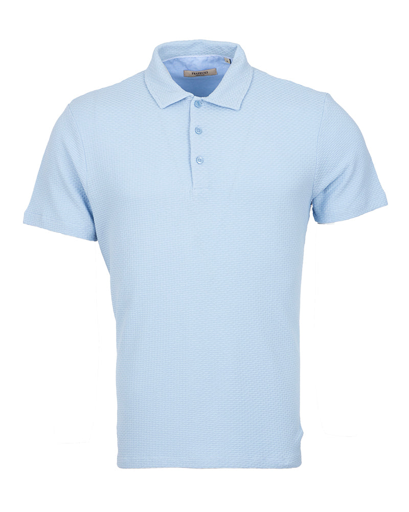 Sky Blue Textured Cotton Polo