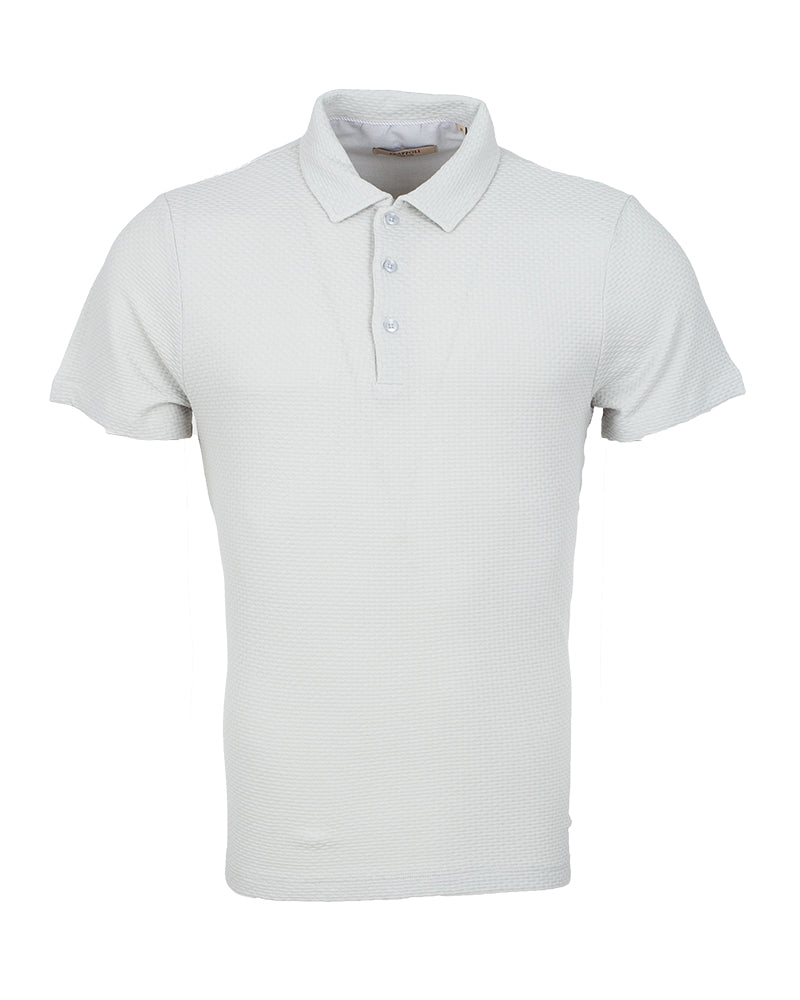 Grey Textured Cotton Polo