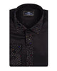 Men's Black Long Sleeved Shirt with Multi-Coloured Rhinestone Details