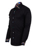 Black Fashion Shirt with Colourful Collar Tip Design