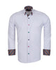 White Shirt with Multi-Colour Contrast Double Collar and Buttons