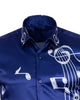 Navy Musical Print Long Sleeve Satin Men's Shirt