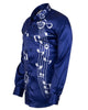 Navy Musical Print Long Sleeve Satin Men's Shirt