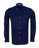 Navy Dress Shirt with Checked Inner Collar and Cuff Detail