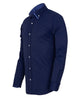 Navy Dress Shirt with Checked Inner Collar and Cuff Detail
