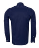 Navy Dress Shirt with Checked Inner Collar and Cuff Detail