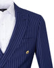 Navy Blue 2 Piece Stripe Double Breasted Men's Suit