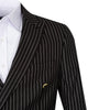 Black 2 Piece Stripe Double Breasted Men's Suit