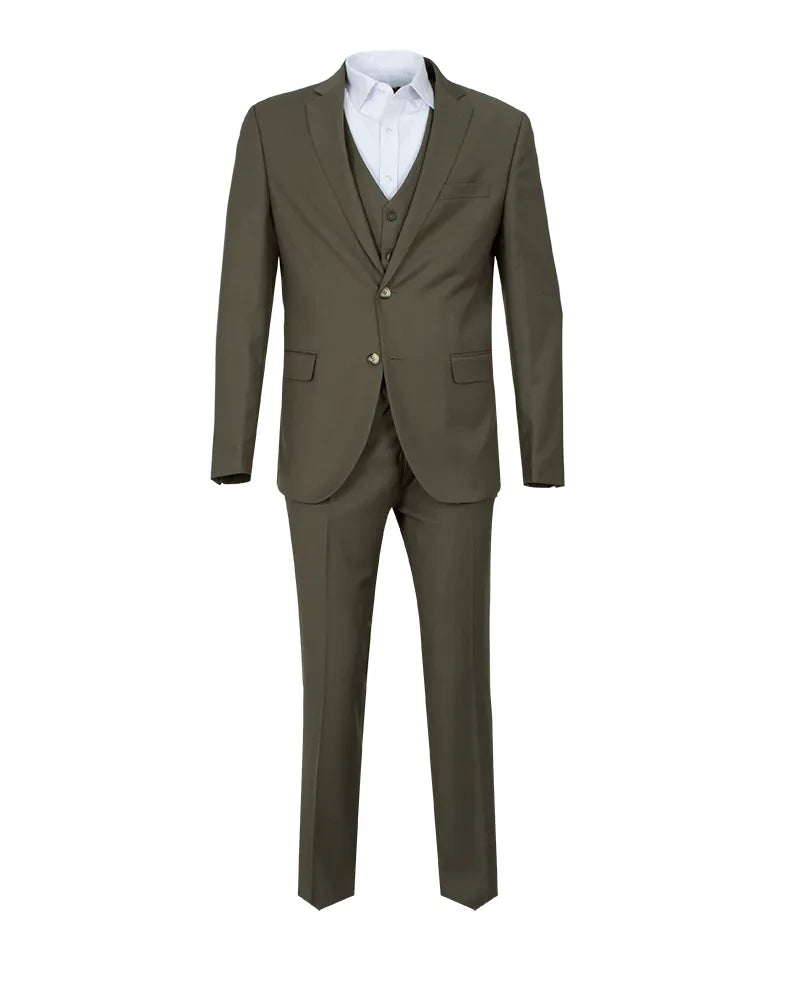 Khaki Classic Plain 3 Piece Men's Suit