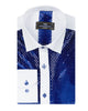 Navy Sequin Fashion Shirt with Plain Collar Tip Design