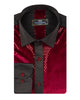 Burgundy Sequin Fashion Shirt with Plain Collar Tip Design