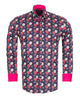 Dark Blue Poppy Print Shirt with Matching Handkerchief