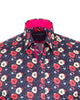 Dark Blue Poppy Print Shirt with Matching Handkerchief