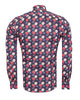 Dark Blue Poppy Print Shirt with Matching Handkerchief