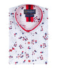 White Small Flower Pattern Print Short Sleeve Shirt