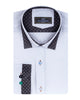 White Plain Panel Shirt with Dot Print Collar & Cuffs