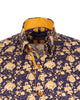 Gold Rose Print Shirt with Matching Handkerchief