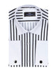 Makrom Double Cuff Shirt - Black Stripe Contrast Collar, Stylish & Comfortable