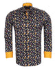 Black Cocktail Print Shirt with Matching Handkerchief