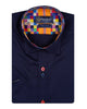 Dark Blue Plain Colourful Buttons Short Sleeve Shirt