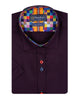 Purple Plain Colourful Buttons Short Sleeve Shirt