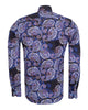 Dark Blue Paisley Print Shirt with Matching Handkerchief