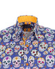 Dark Blue day of the dead Skull Print Shirt with Matching Handkerchief