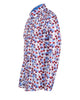 White Blue Leaf Print Shirt with Matching Handkerchief
