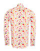 White Colorful Leaf Print Shirt with Matching Handkerchief