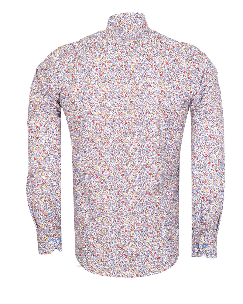Cream Micro Flower Print Men's Shirt