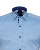 Blue Dot Print Satin Cotton Short Sleeve Shirt