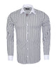 Makrom Double Cuff Shirt - Black Stripe Contrast Collar, Stylish & Comfortable