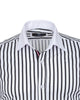 Makrom Double Cuff Shirt - Black Stripe Contrast Collar, Stylish & Comfortable