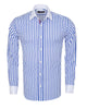 Dark Blue Stripe Contrast Collar Double Cuff Shirt