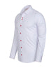 White Plain Panel Shirt with Red Dot Print Collar & Cuffs