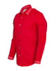 Red Plain Panel Shirt with Dot Print Collar & Cuffs Stitching Design
