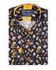 Black Cocktail Print Shirt with Matching Handkerchief