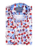 White Blue Leaf Print Shirt with Matching Handkerchief