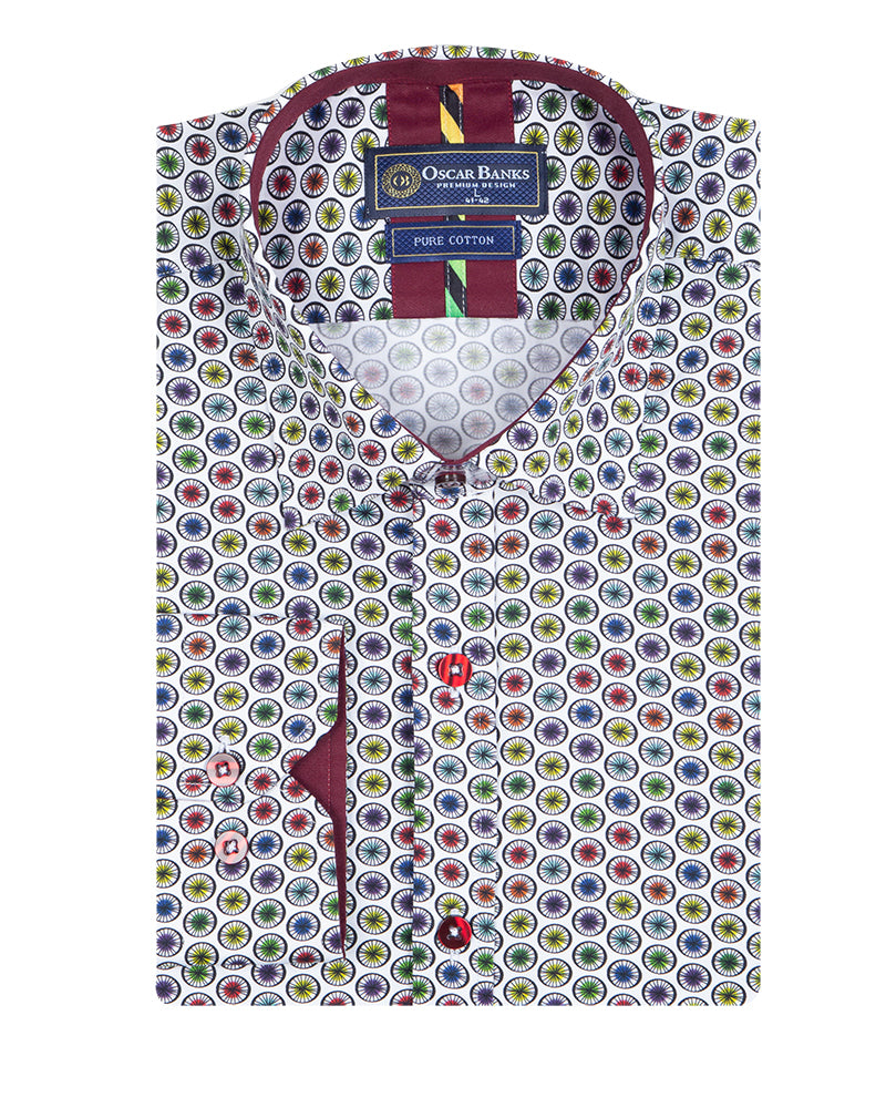 Colourful Dotted Print Shirt with Matching Handkerchief