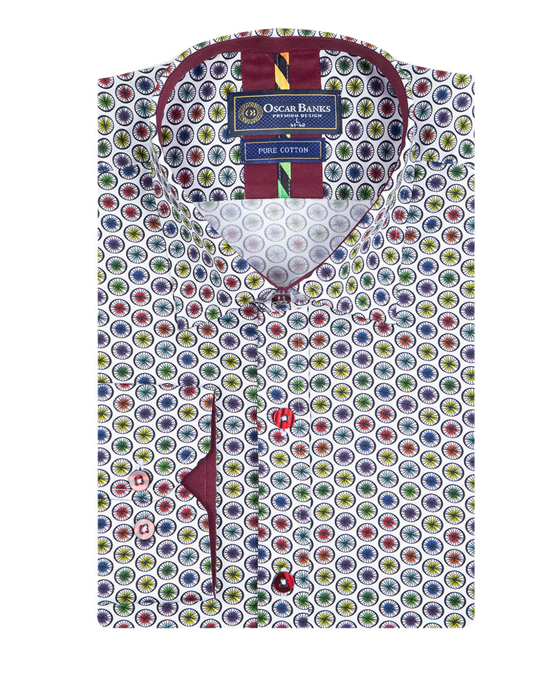 Colorful Dotted Print Shirt with Matching Handkerchief