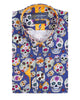 Dark Blue day of the dead Skull Print Shirt with Matching Handkerchief