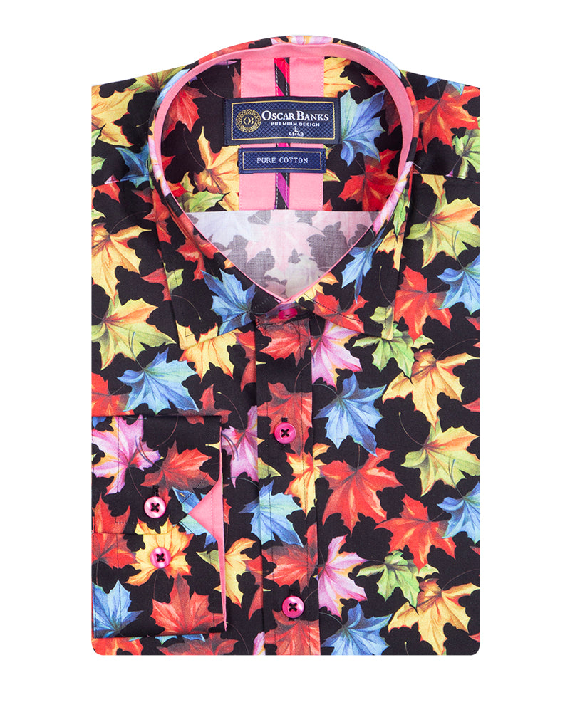 Sycamore Leaf Print Shirt with Matching Handkerchief
